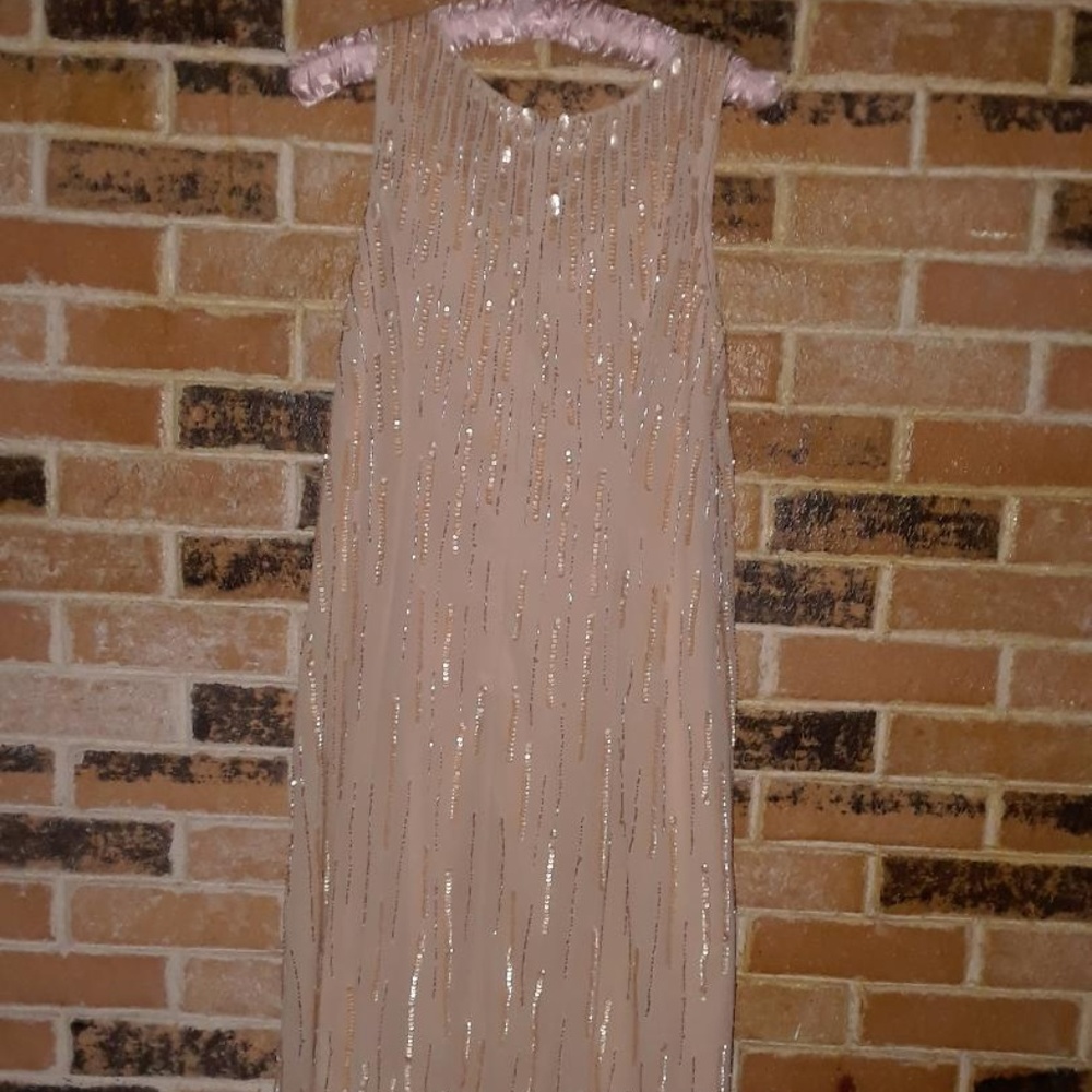 Maya Maternity Champagne Sequin/Bead Dress